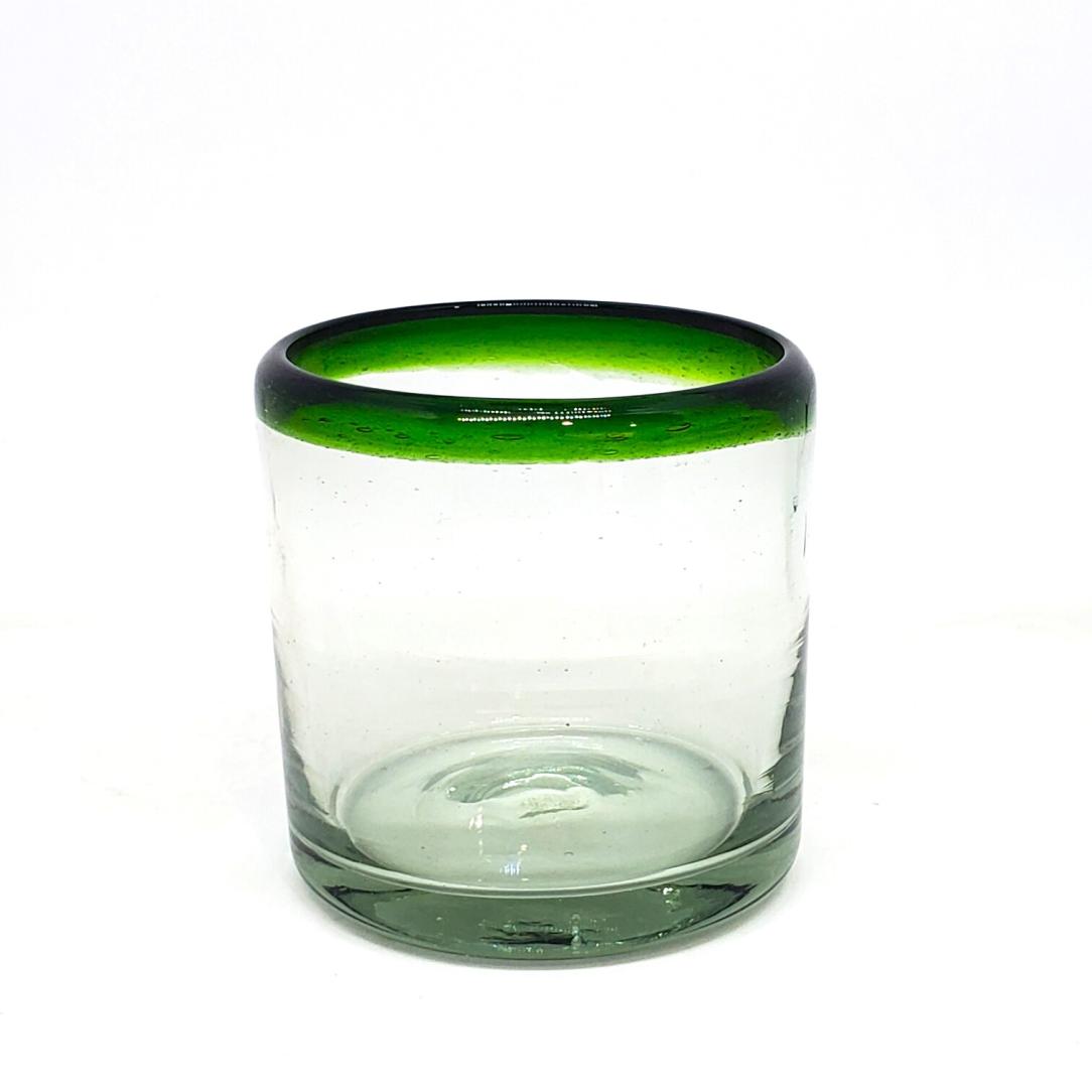 Sale Items / Emerald Green Rim 8 oz DOF Rock Glasses  / These Double Old Fashioned glasses deliver a classic touch to your favorite drink on the rocks.